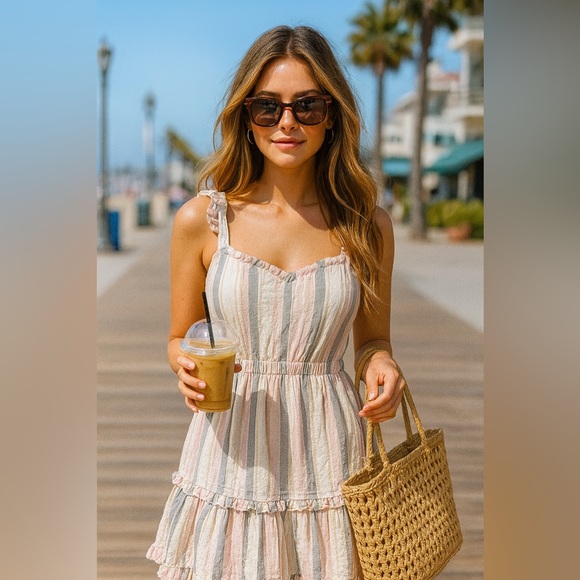 madison grey Other - Striped Ruffle Dress